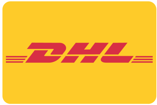 DHL-Logo mit gelbem Hintergrund – Symbol für Versanddienstleister.